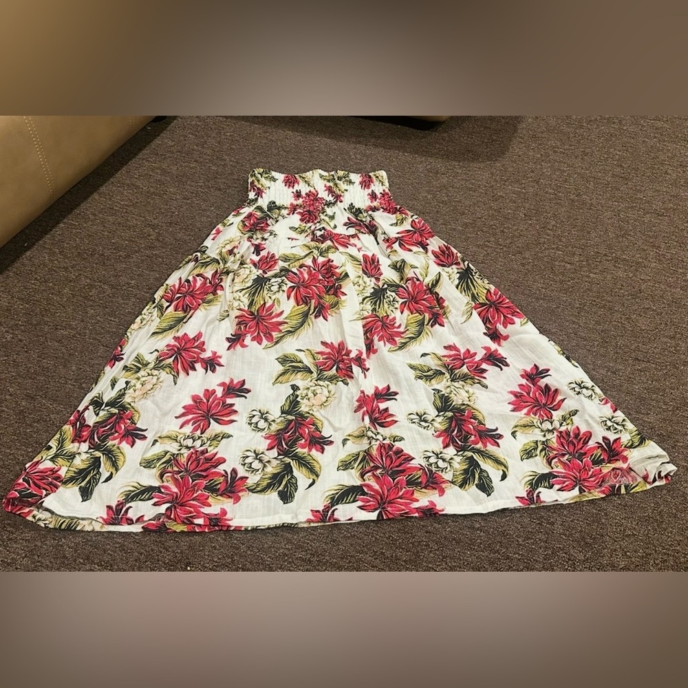 Like NEW! Ophelia Roe Womens M Floral Maxi tube top Skirt White Pink